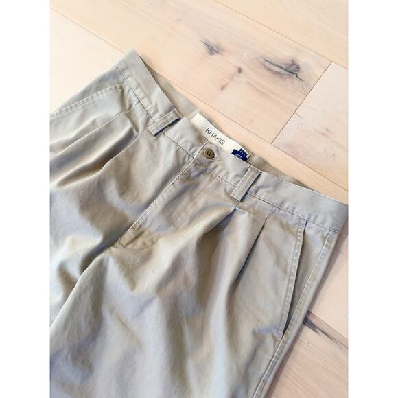 Y2K GAP Mens Chinos Size 34/32 Khaki Pleated Cuffed Classic Twee Preppy Casual - Picture 8 of 10